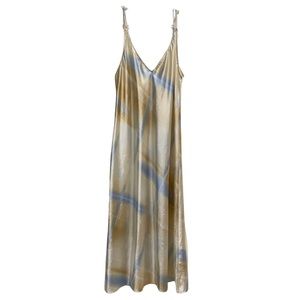 Vintage Oscar De La Renta Blue & Cream Slip Dress